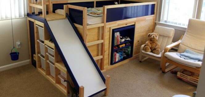 Pai constrói cama incrível para filho que esconde sala secreta e enorme diversão