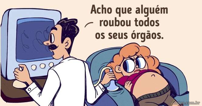 Ilustrações mostrando como a medicina pode ser divertida