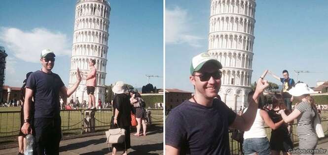 Esse jovem tirou as fotos mais hilárias na Torre de Pisa – zoando os turistas