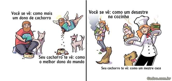 Ilustrações que evidenciam como os cães veem seus donos