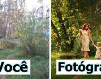 Imagens demonstrando a diferença de fotos feitas por pessoas comuns e por fotógrafos profissionais