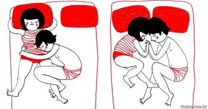 Ilustrações mostrando os gestos mais espontâneos do amor