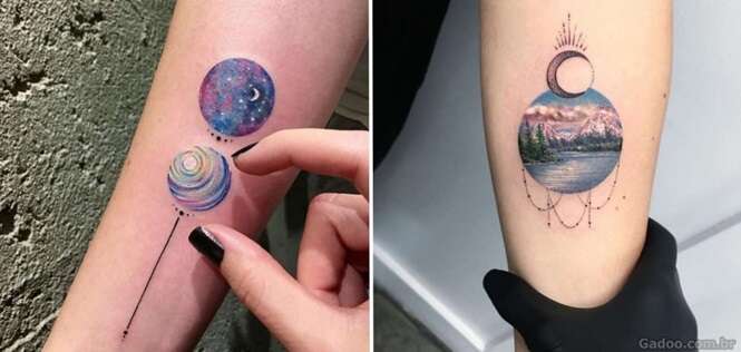 Tatuagens incríveis com desenhos bem detalhados dentro de círculos