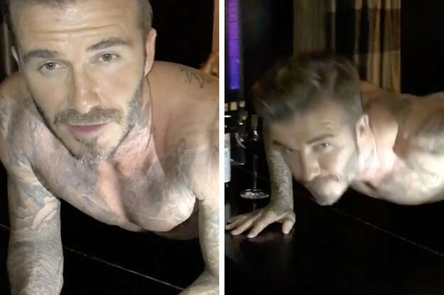 Imagens mostram David Beckham fazendo flexões de cueca em cima de um piano