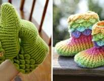 Estas lindas pantufas de crochê querem aquecer seus pés nos dias frios