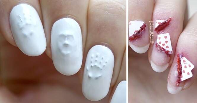 Unhas criativamente decoradas para o Dia das Bruxas