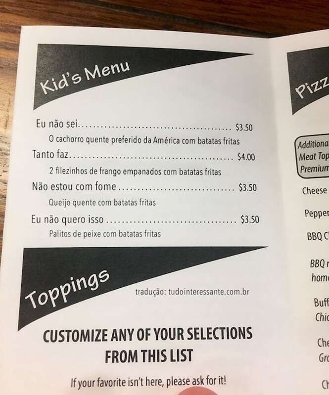 Restaurante ao faz sucesso na internet ao criar cardápio para crianças “chatas”