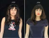 Série de imagens mostra como a aparência de uma pessoa pode mudar durante o dia