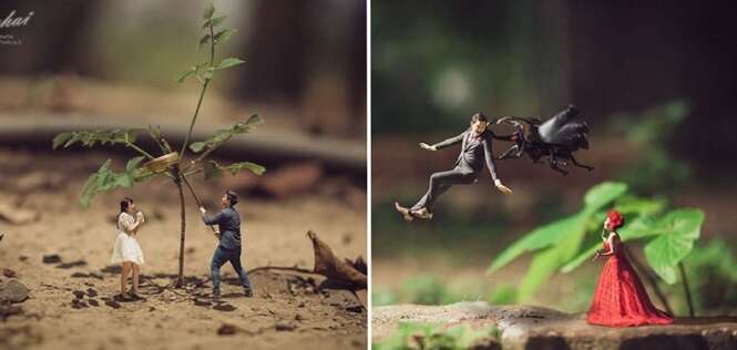 Fotógrafo cria incríveis imagens em miniatura de pessoas que vão se casar