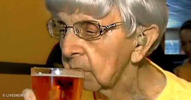 Idosa de 102 anos afirma que o segredo de viver muito é a cerveja