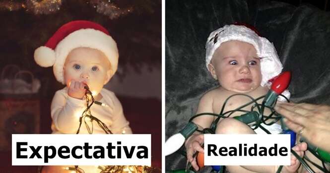 Expectativa x Realidade em fotos natalinas de bebês