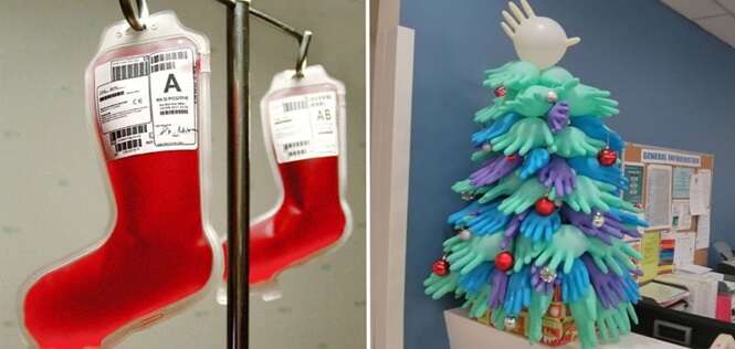 Curiosas decorações natalinas feitas em hospitais
