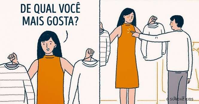 Ilustrações mostrando como é bom estar apaixonado