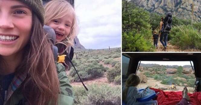 Esta mãe e sua filha de três anos exploram juntas as mais belas montanhas de seu continente