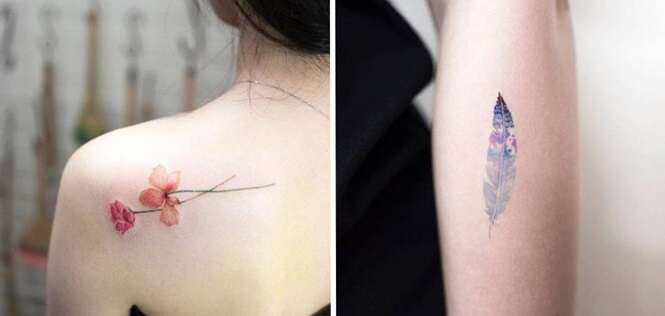 Tatoos chamativas por sua delicadeza e minimalismo