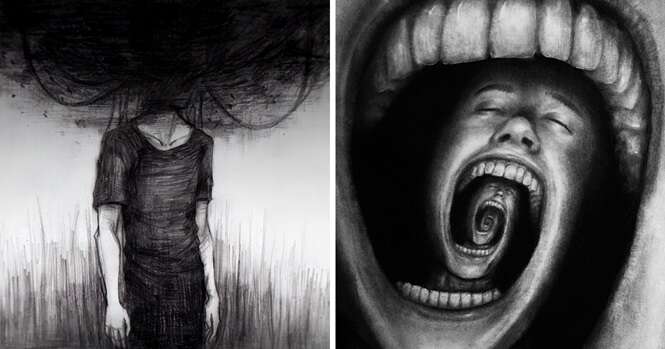 Ilustrações arrepiantes retratando o que é a depressão