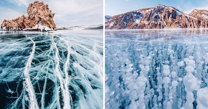 Fotógrafa registra beleza incrível do lago mais velho da Terra quando ele estava congelado