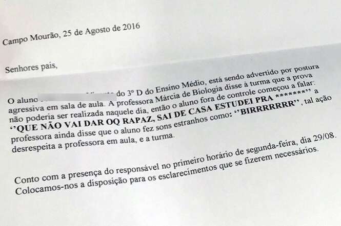 Advertências escolares com as justificativas mais loucas que você já viu