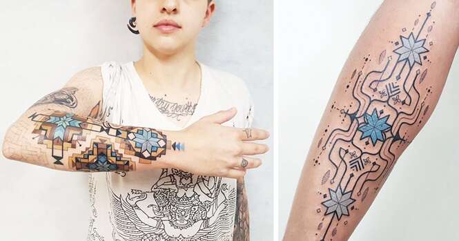 Tatuagens inspiradas na arte tribal amazônica