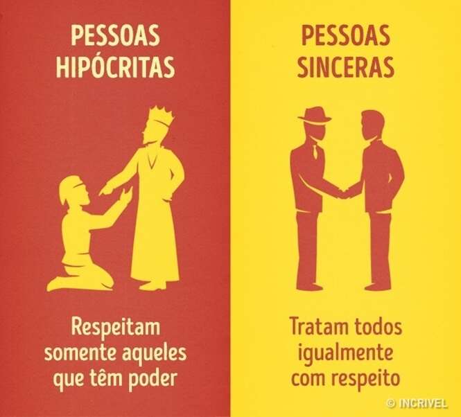 Imagens mostrando diferenças entre pessoas hipócritas e pessoas sinceras Imagens mostrando diferenças entre pessoas hipócritas e pessoas sinceras