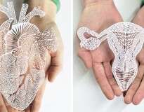 Em trabalho incrível, artista faz órgãos do corpo humano usando papel