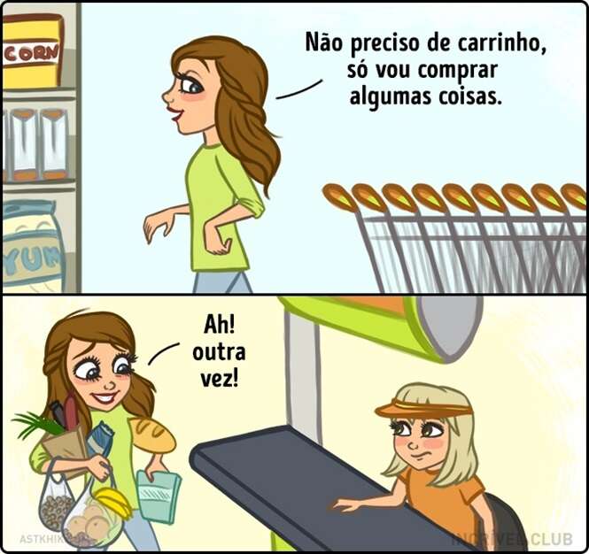 Quadrinhos mostrando como é a vida das garotas