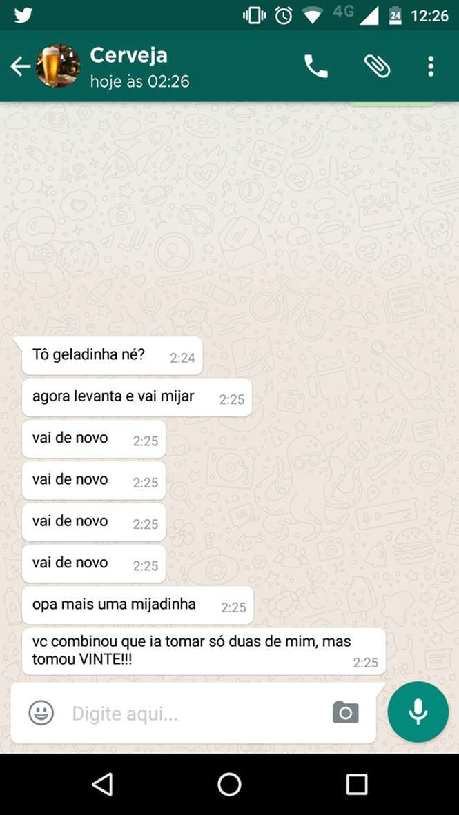 Bebidas sendo muito sinceras através do WhatsApp