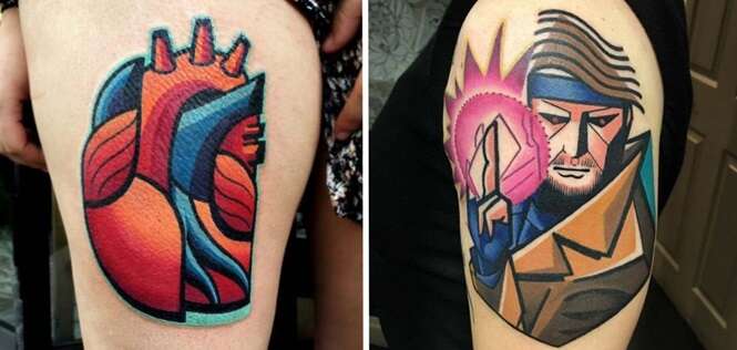 Tatuagens provando que a arte do cubismo pode ser bem pop