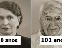 12 pessoas quando jovens e quando centenárias