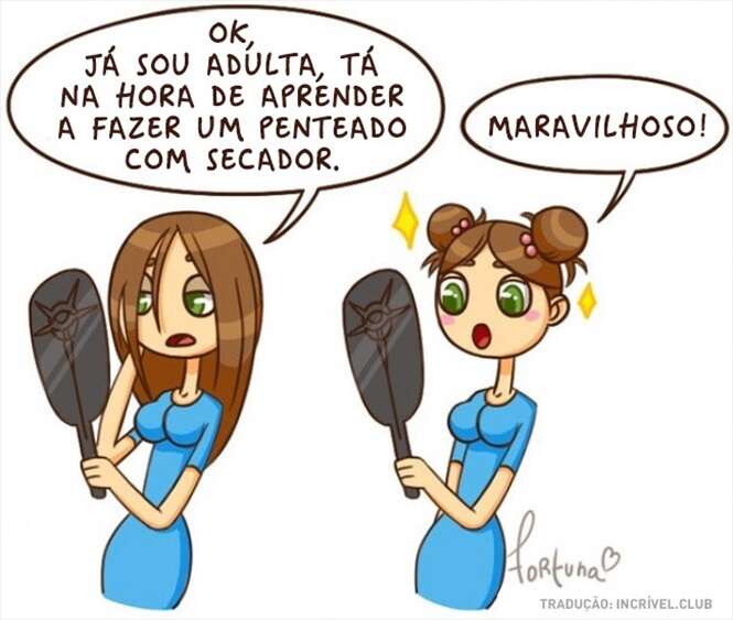 Comics mostrando dificuldades que as mulheres enfrentam