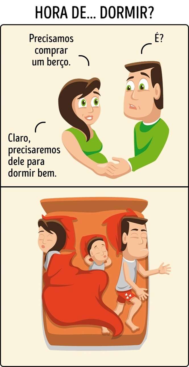 Comics revelando como é a vida real de pais que têm um bebê bem noivinho