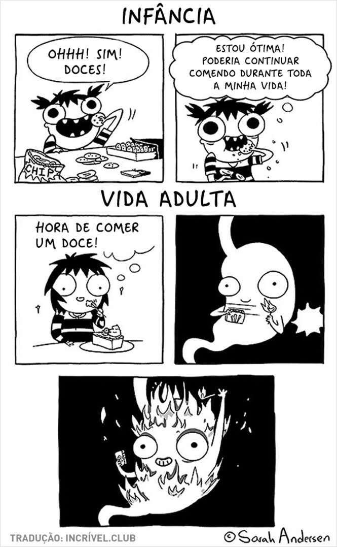 Comics ilustrando como é difícil ser uma garota adulta