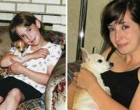 10 antes e depois mostrando donos e cachorros que cresceram juntos