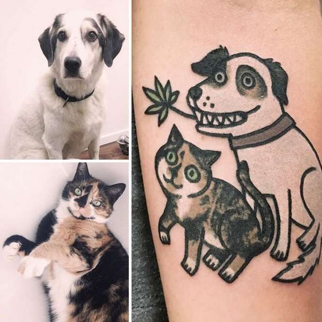 Tatuadora sul-coreana eterniza pets em seus donos no estilo cartoon