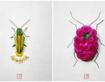 Artista talentoso cria insetos usando flores