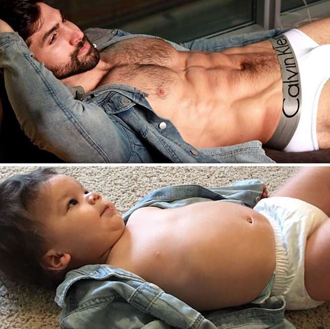 Bebê imita fotos do tio modelo e faz sucesso no Instagram