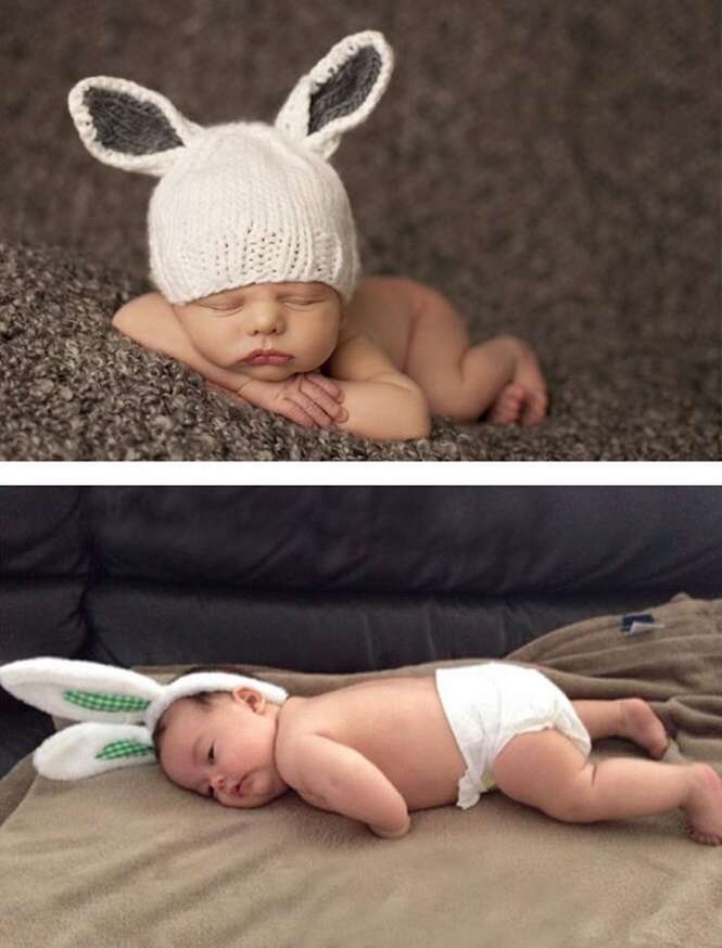 Imagens provando que recriar fotos de bebês da Internet não é tão simples como pensamos