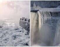 Está tão frio na América do Norte que até as Cataratas do Niágara estão congelando