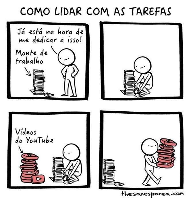 Quadrinhos ilustrando coisas que acontecem diariamente