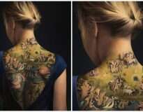 A impressionante tatuagem nas costas desta mulher não é o que parece