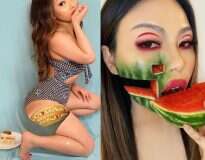 Essa talentosa maquiadora transforma seu corpo em comida com ilusões absurdamente fantásticas