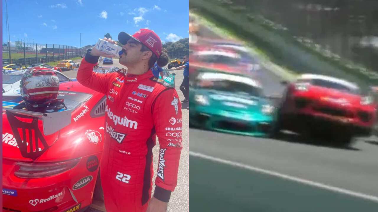 Caio Castro sofreu acidente durante corrida da Porsche Cup e teve que ser levado a hospital para avaliação clínica.