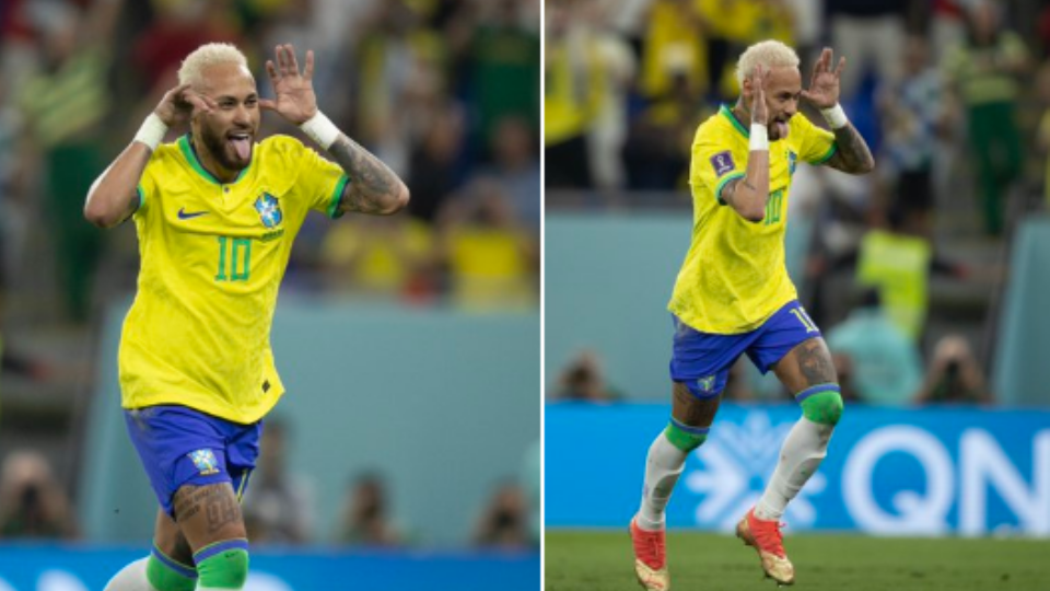 Neymar comemorando gol contra Coreia