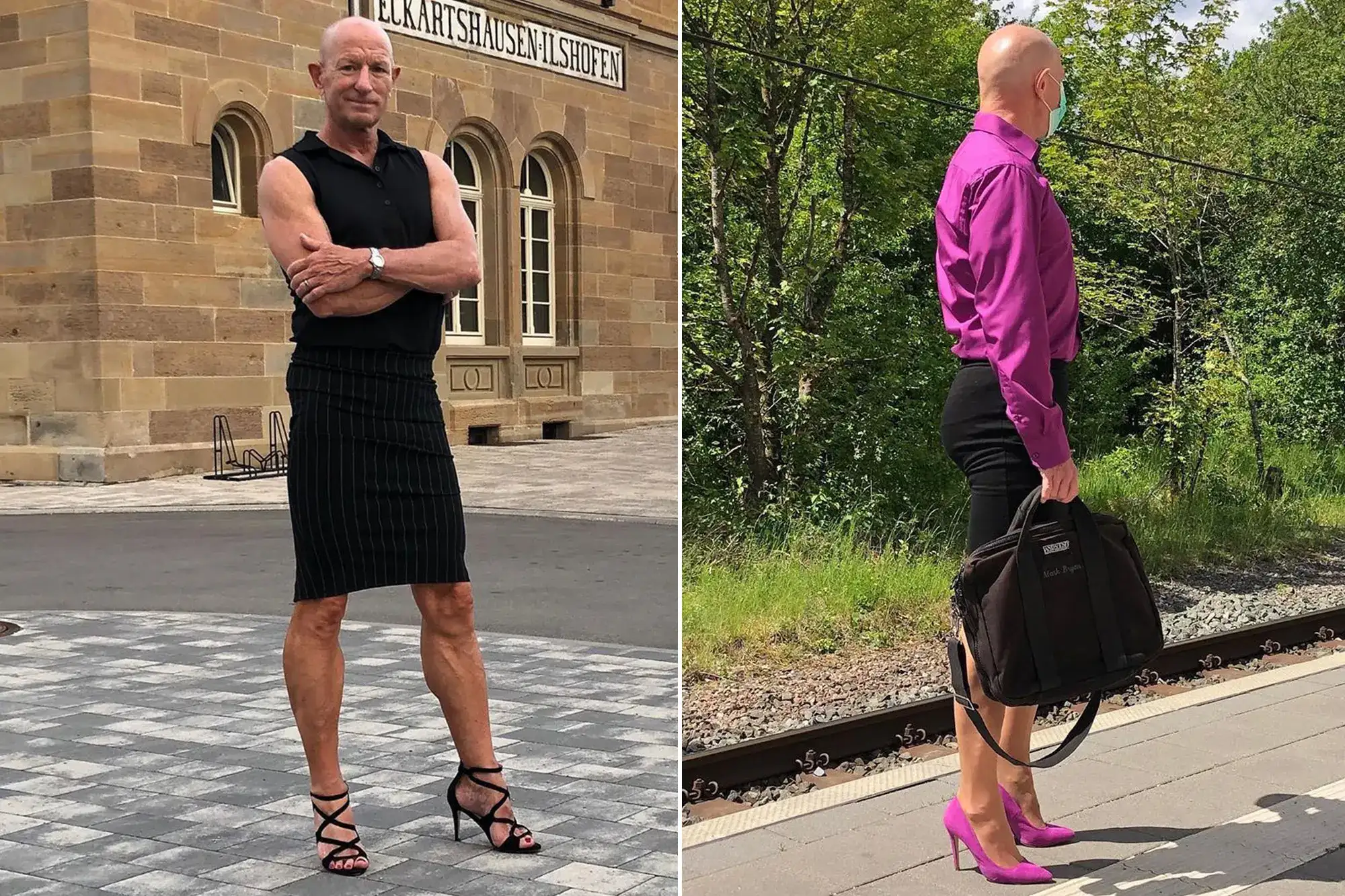 Hétero, casado e pai de três, homem usa saias e salto para provar que roupa  não tem gênero - Vogue