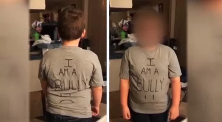 Mãe descobre que filho pratica bullying e o obriga a usar uma camisa como punição