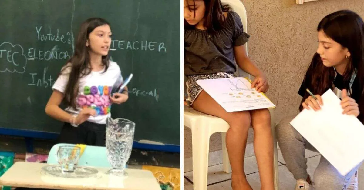 Brasileira de 11 anos dá aula de língua inglesa para crianças carentes